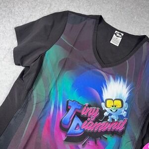 Trolls Tiny Diamond Scrub Top Medium Cherokee Tooniforms V Neck NWT NEW